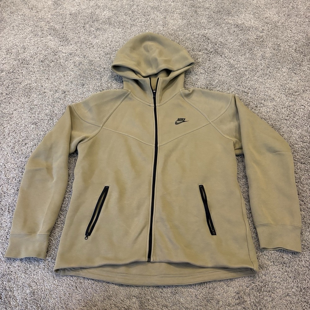 Nike Tech Fleece Windrunner Jacket Large L Neutral Olive Full Zip Up Tech Hoodie